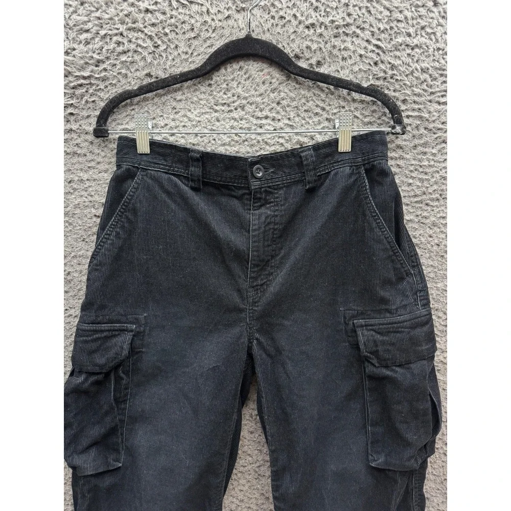 Vintage Polo Ralph Lauren Corduroy Wide Leg Cargo Pants Black Women's Size 16‎
